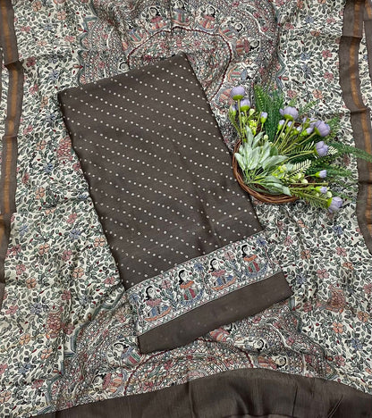 317B Mahashwari Coffee Brown Suit Fabric / CKC Maheshwari Suits