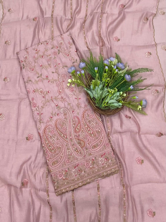 192B Mul Cotton Dusty Peach Suit Fabric/ CKC Mul Cotton
