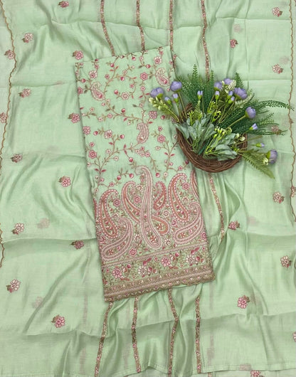 190B Mul Cotton Pista Green  Suit Fabric/ CKC Mul Cotton