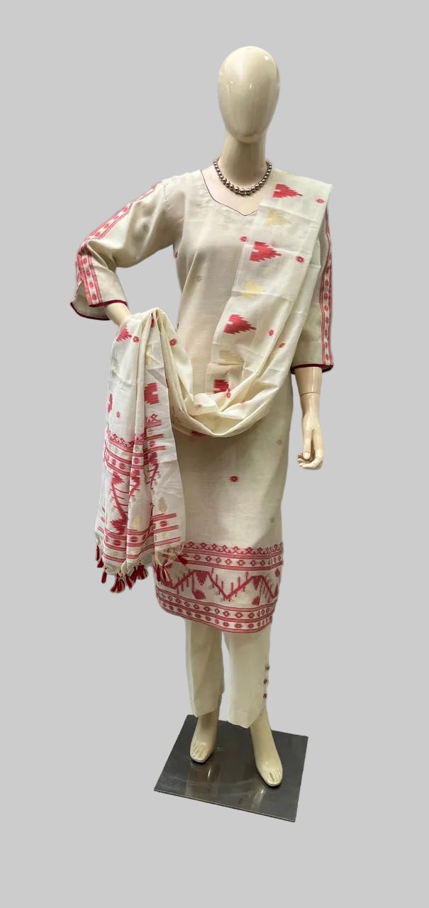 811A Jamdani White Stitched Suit / CKC Stitched Suits