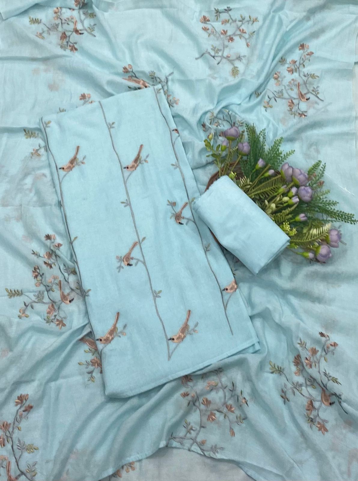 238A Mul Cotton Blue Suit Fabric/ CKC Mul Cotton