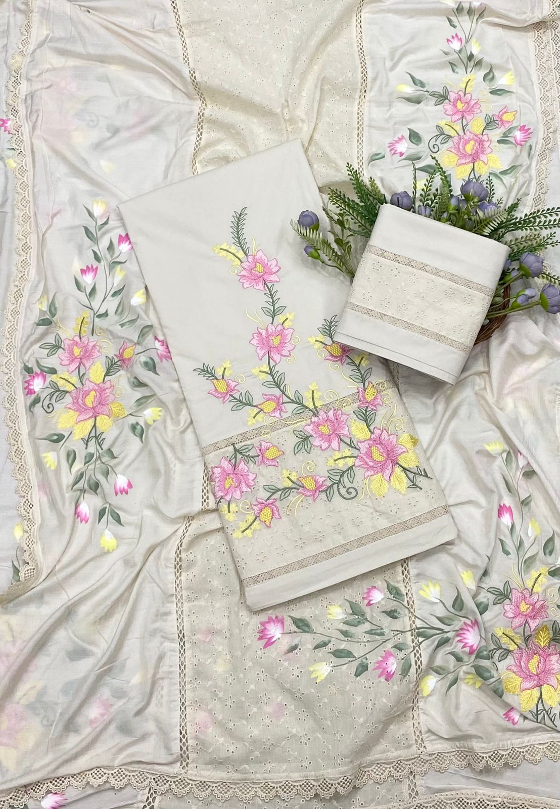 276B Cotton Off-White Suit Fabric/ CKC Cotton Bazaar