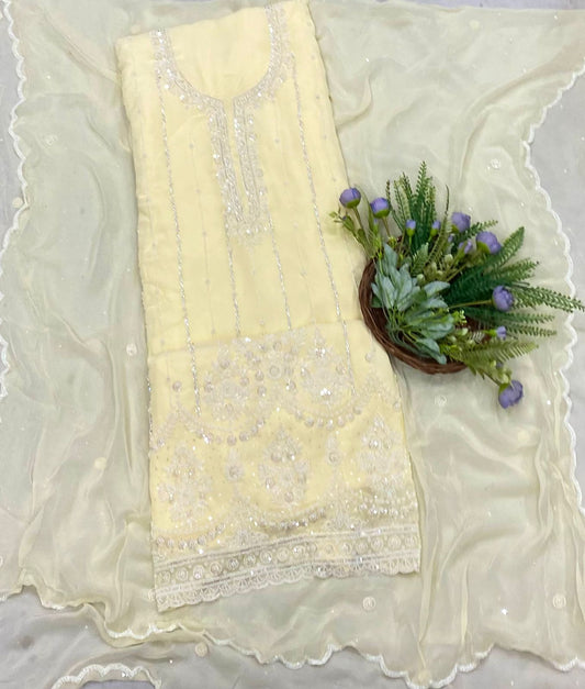CKC 290B Georgette light yellow Suit Fabric / CKC Georgette Suits