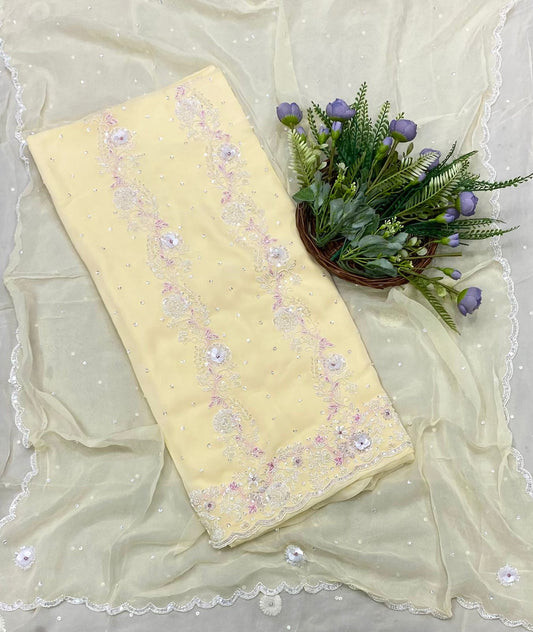 309B Georgette Light Yellow Suit Fabric / CKC Partywear Collection