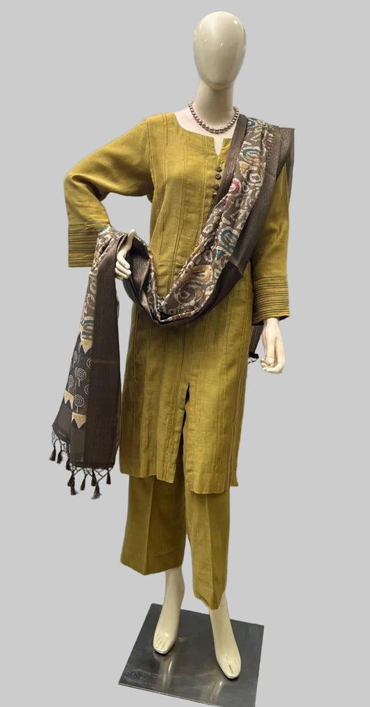 808A Munga Silk Mustard Stitched Suit / CKC Stitched Suits