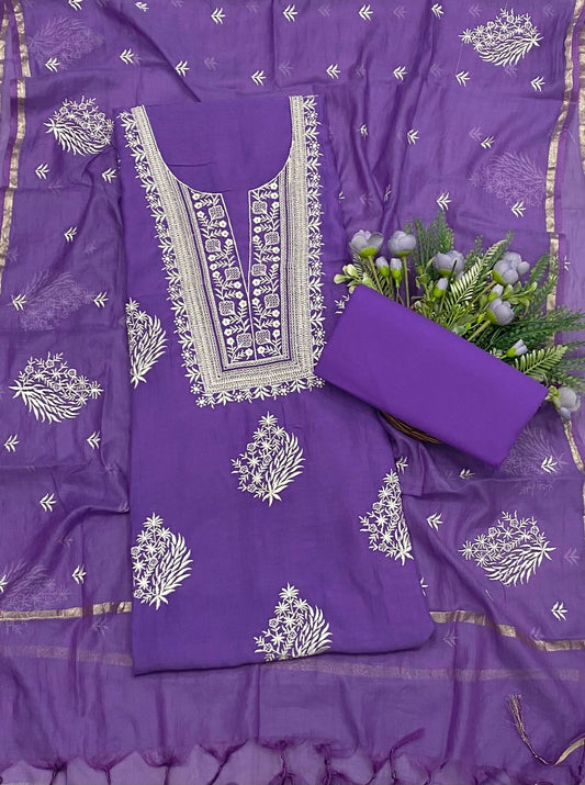 49B Mul Cotton Purple Color Suit Fabric / CKC Mul Cotton