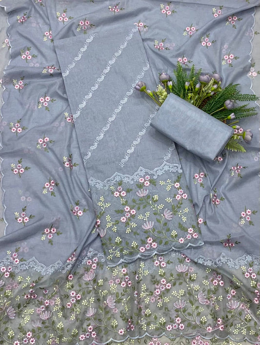 Ckc 517 Mul Cotton Dusty Grey Suit Fabric / CKC Cotton Bazaar