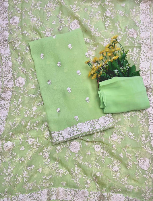 415A Crepe Pista Green Suit Fabric/ CKC Partywear Collection