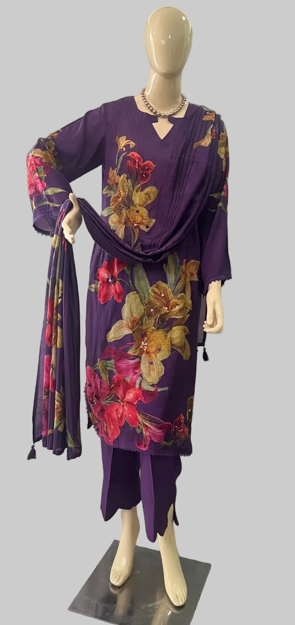 Muslin Purple Stitched Suit / CKC Stitched Suits
