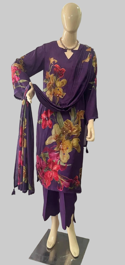 Muslin Purple Stitched Suit / CKC Stitched Suits