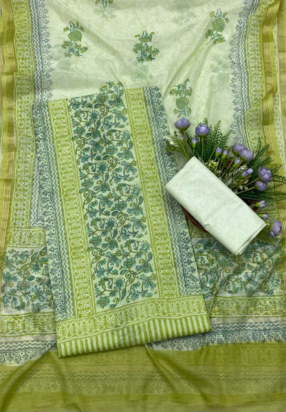 362B Cotton Pista Green suit Fabric / CKC Cotton Bazar