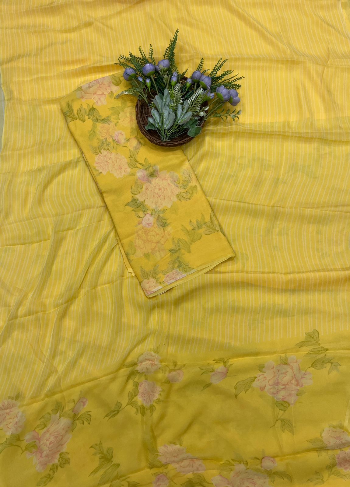 466B Chiffon Yellow Suit Fabric / CKC Chiffon Suits
