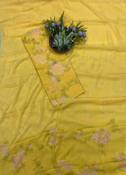 466B Chiffon Yellow Suit Fabric / CKC Chiffon Suits