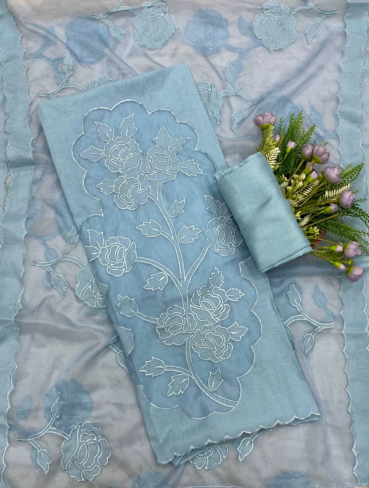 502B Mul Cotton Dusty blue Suit Fabric / CKC Mul Cotton