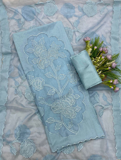 502B Mul Cotton Dusty blue Suit Fabric / CKC Mul Cotton