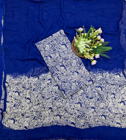 558B Chiffon Royal Blue Suit Fabric / CKC Chiffon Suits