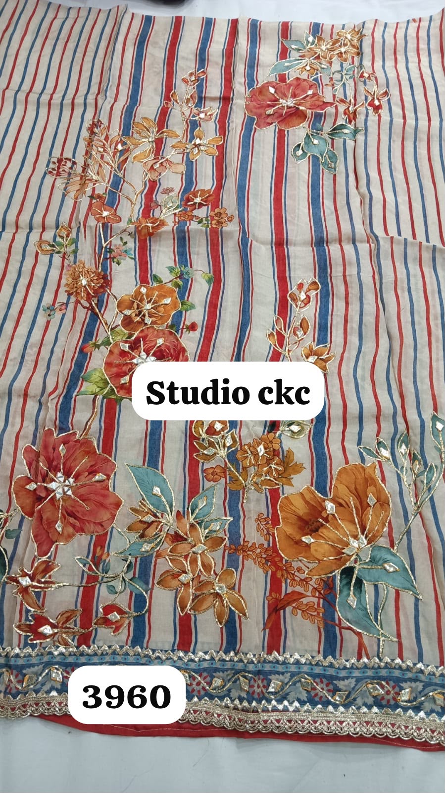 Organza Cream Suit Fabric/ CKC Partywear Collection