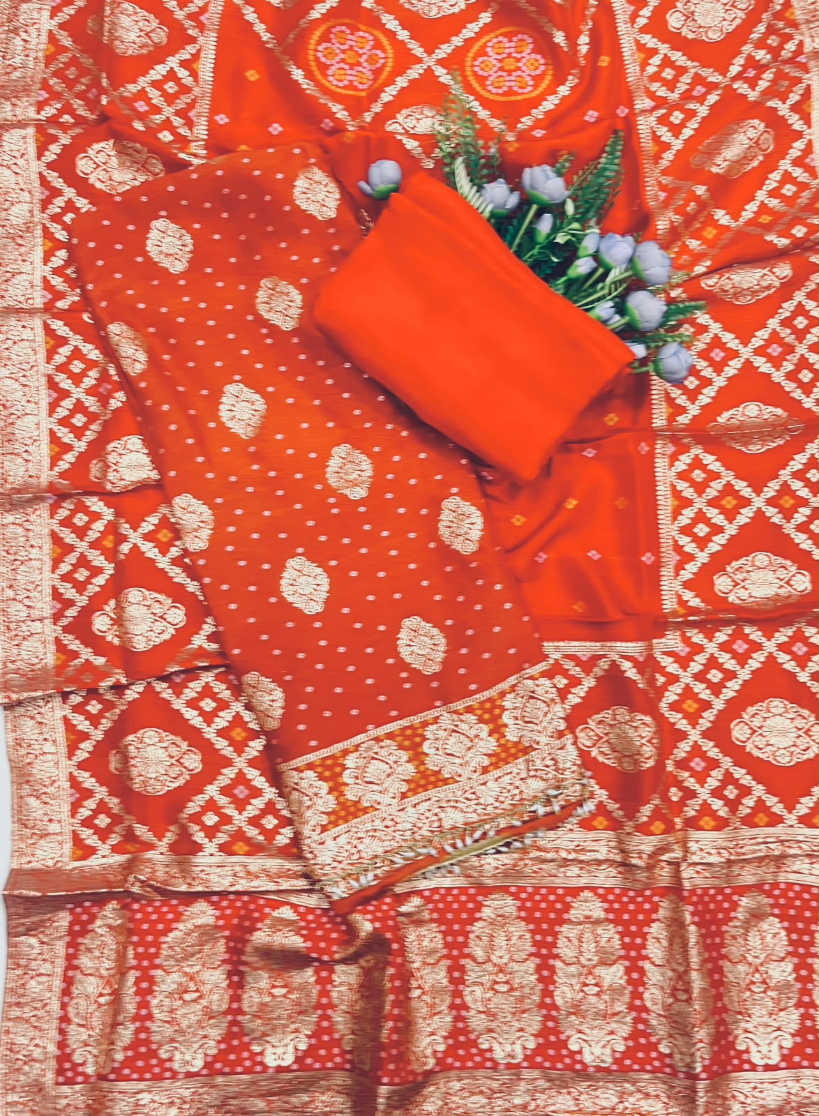 16C Dola Silk Orange Suit Fabric/ CKC Partywear Collection