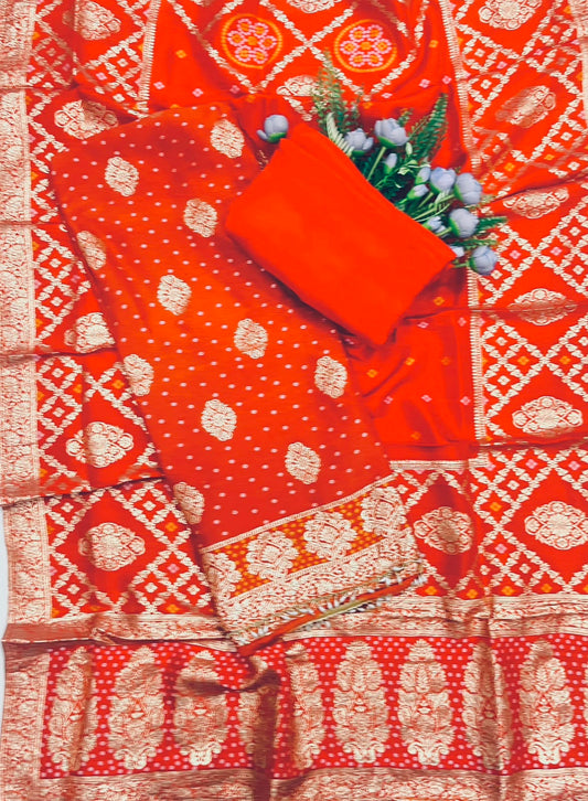 16C Dola Silk Orange Suit Fabric/ CKC Partywear Collection