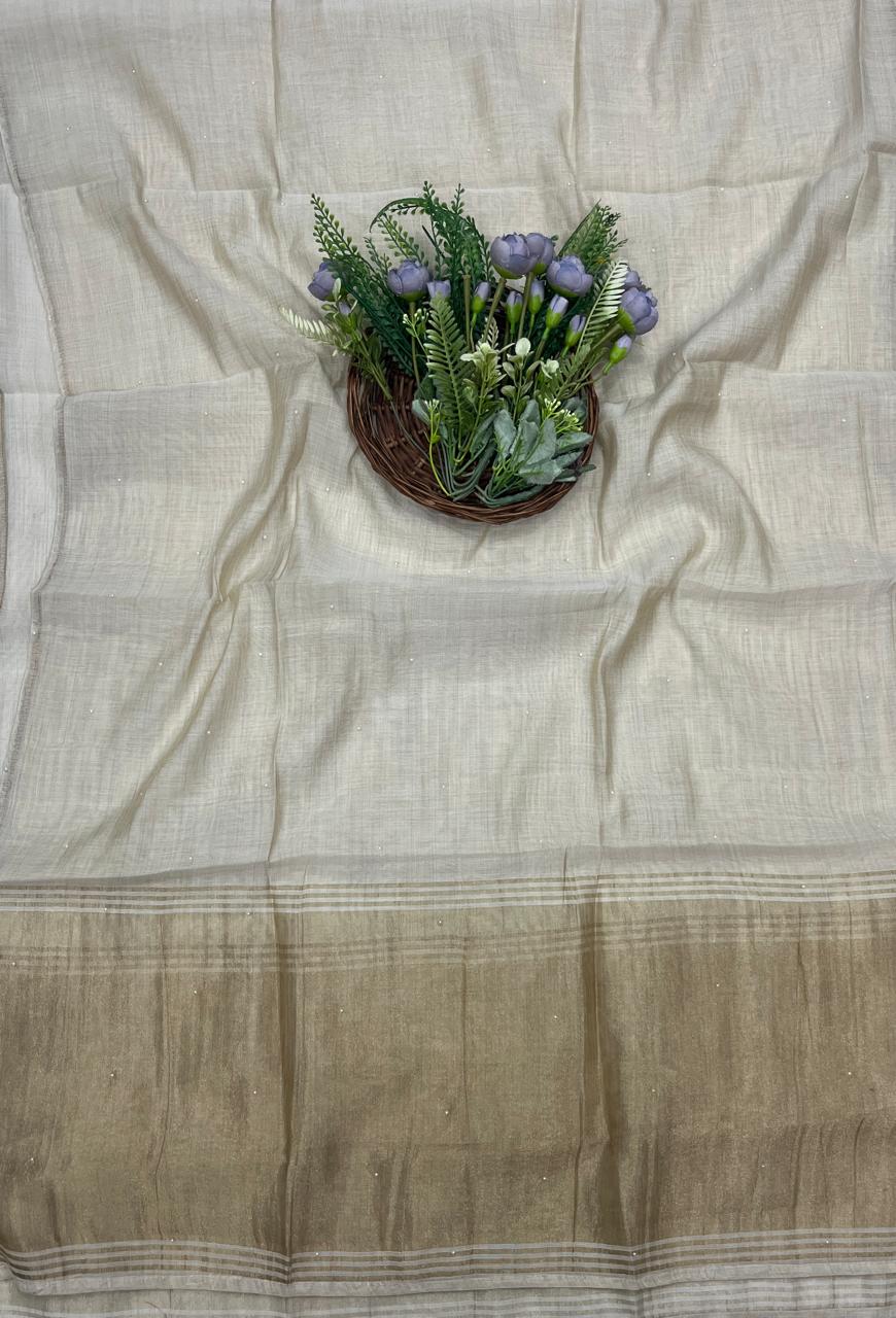 42C Mul Jamdani Beige suit Fabric / CKC Mul Cotton