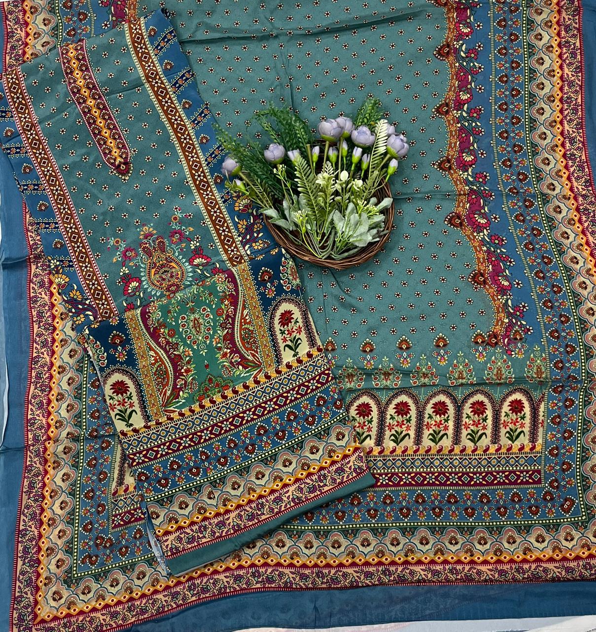 65C Crepe Sea Blue Suit Fabric / CKC Crepe Suits