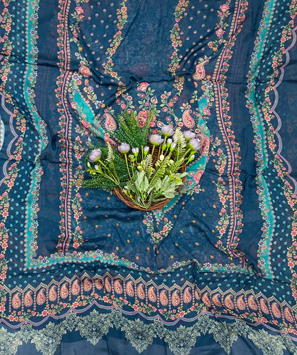 70C Crepe Teal Blue Suit Fabric / CKC Crepe Suits