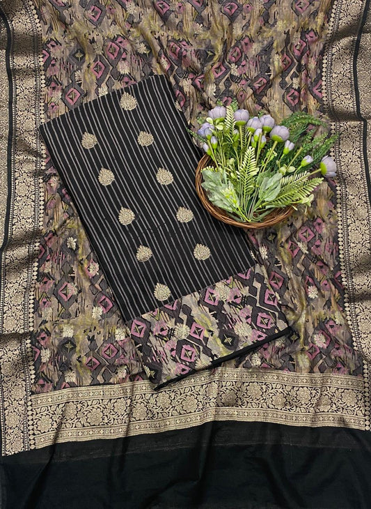 135C Maheshwari Black Suit Fabric / CKC Maheshwari Suits