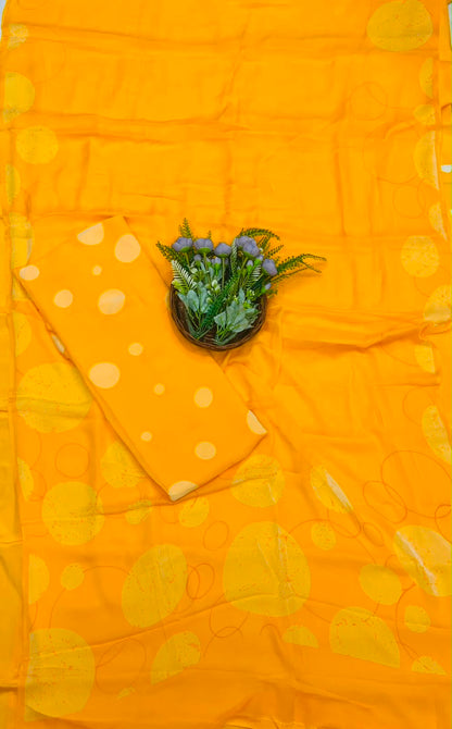 202C Georgette Polka Dot Yellow Suit Fabric / CKC Polka Story
