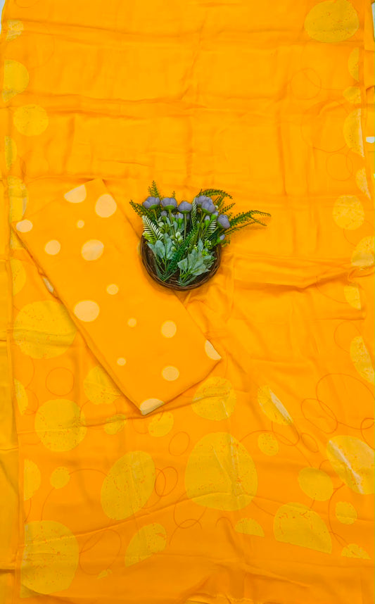 202C Georgette Polka Dot Yellow Suit Fabric / CKC Polka Story
