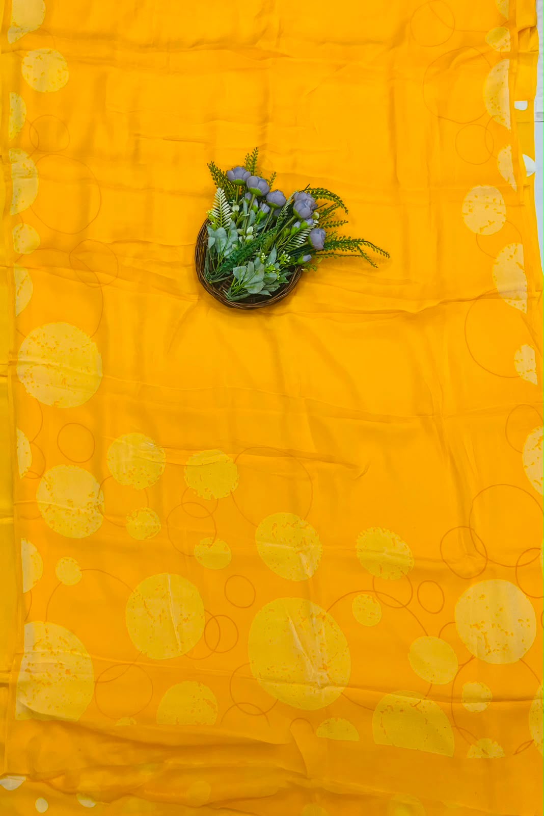 202C Georgette Polka Dot Yellow Suit Fabric / CKC Polka Story
