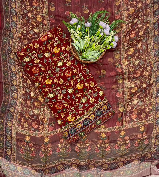 162C Crepe Maroon Suit Fabric / CKC Crepe Suits