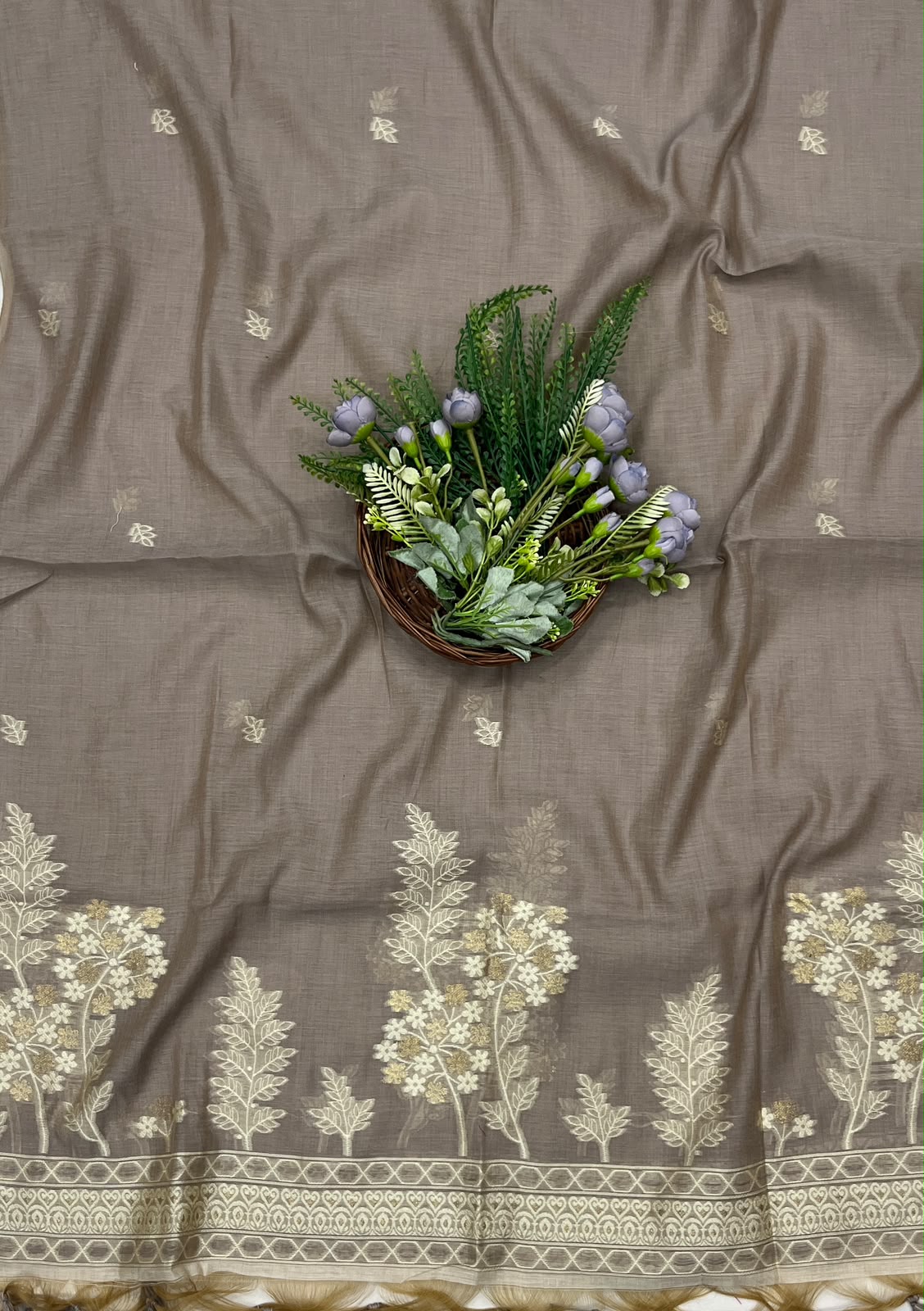 217C Jamdani Beige With Light Brown Suit Fabric / CKC Jamdani Suits