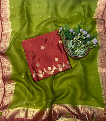 912B Pure Silk Dusty Brown Suit Fabric/ CKC Banarasi Edit