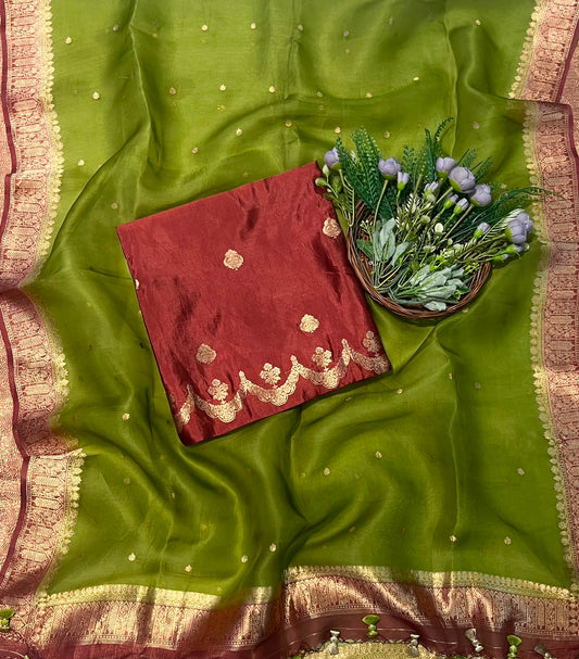 912B Pure Silk Dusty Brown Suit Fabric/ CKC Banarasi Edit