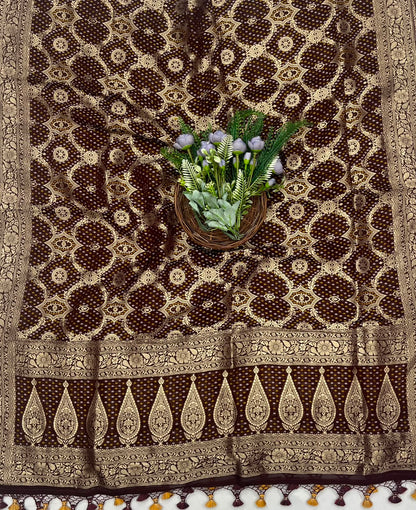 230C Banarasi Georgette Dark Coffee Brown Suit Fabric / CKC Banarasi Edit