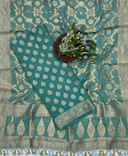 231C Banarasi Georgette Sea Green Suit Fabric / CKC Banarasi Edit
