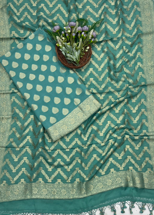 237C Banarasi Georgette Sea Blue Suit Fabric / CKC Banarasi Edit