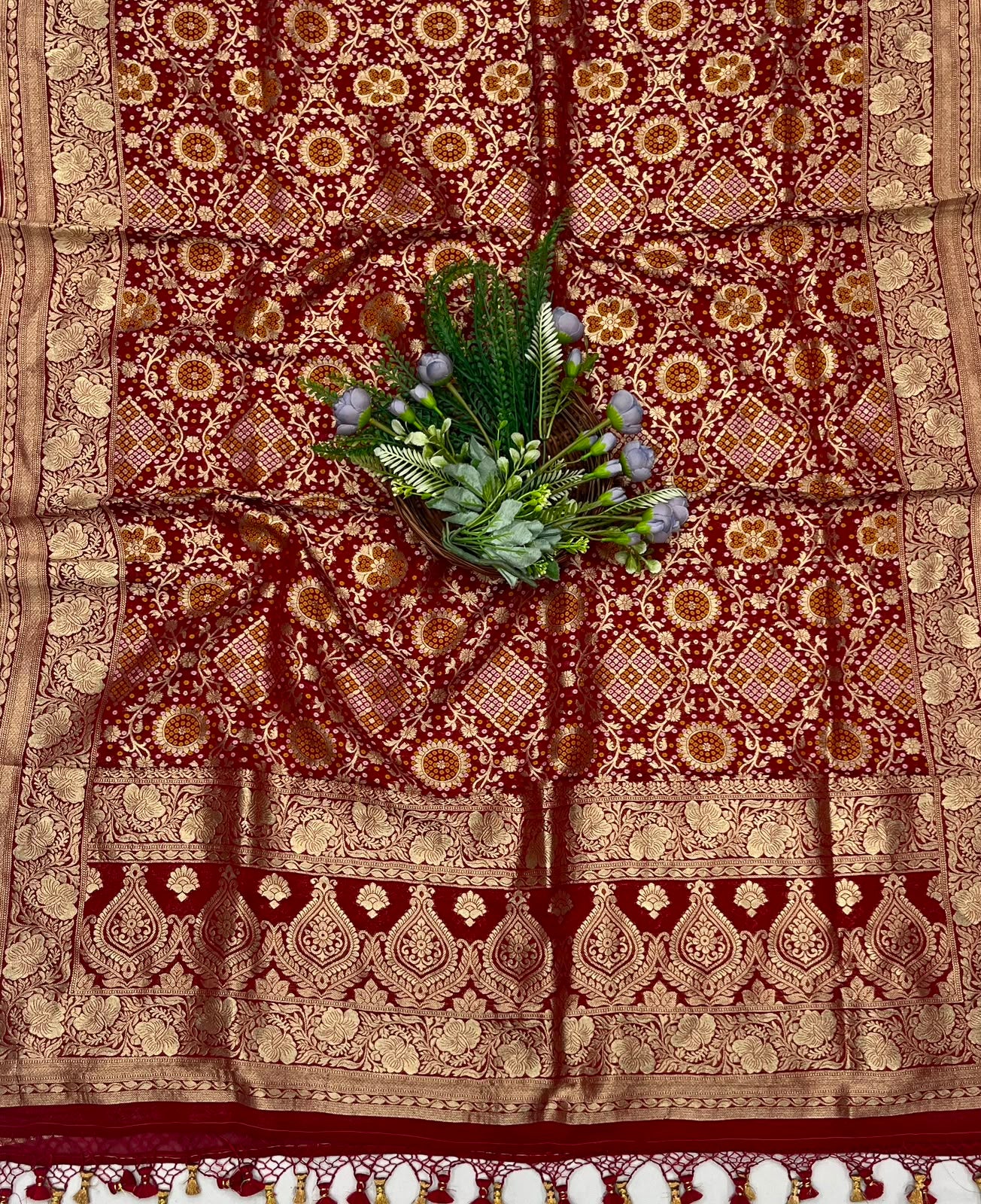 227C Banarasi Georgette Dark Red Suit Fabric / CKC Banarasi Edit