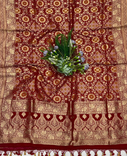 227C Banarasi Georgette Dark Red Suit Fabric / CKC Banarasi Edit