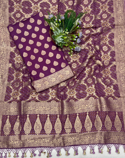 232C Banarasi Georgette Dark Purple  Suit Fabric / CKC Banarasi Edit