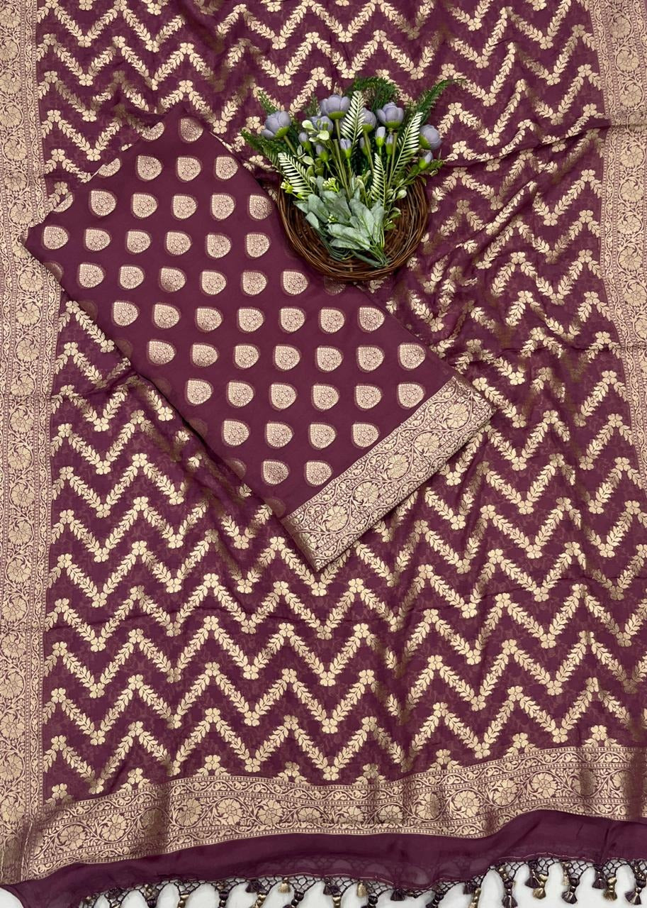 234C Banarasi Georgette Purple Suit Fabric / CKC Banarasi Edit