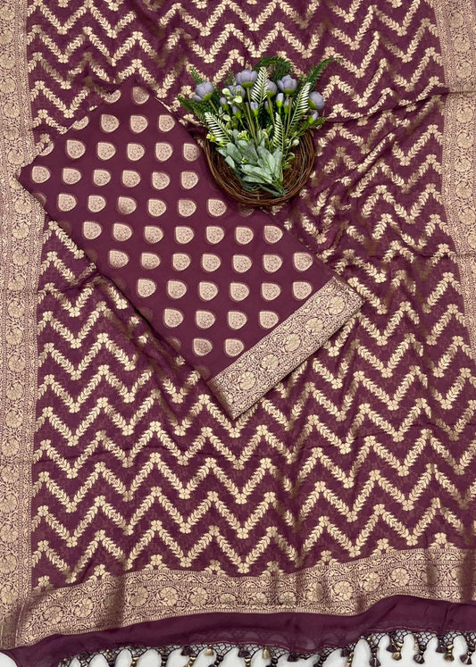 234C Banarasi Georgette Purple Suit Fabric / CKC Banarasi Edit