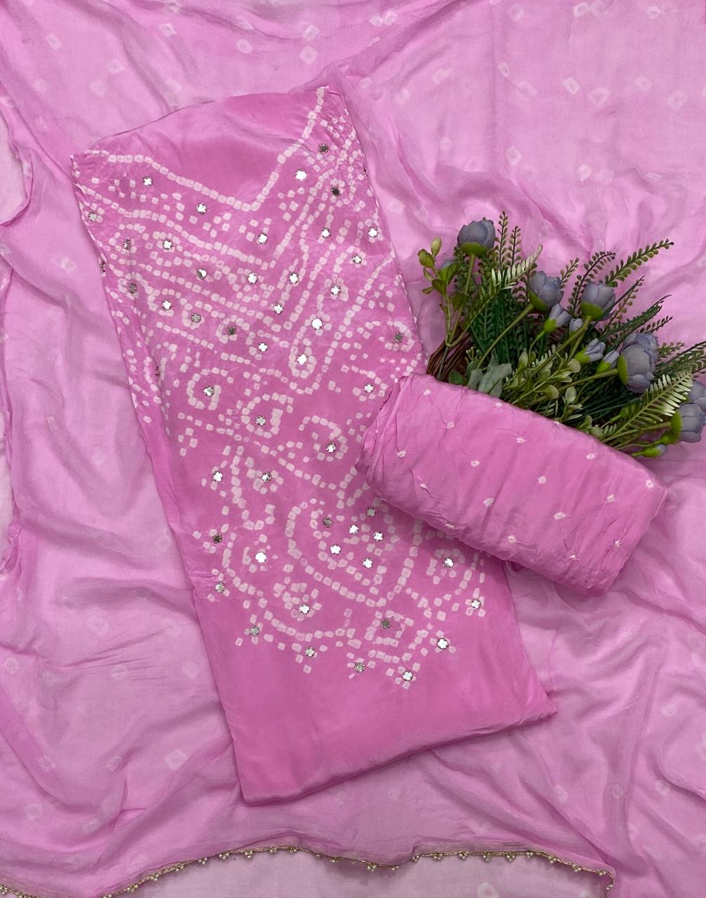 266C Jaipuri Crepe Pink Suit Fabric / CKC Jaipuri Suits