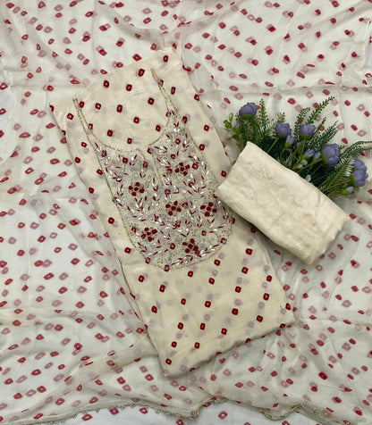 275C Jaipuri Crepe Cream Suit Fabric / CKC Jaipuri Suits