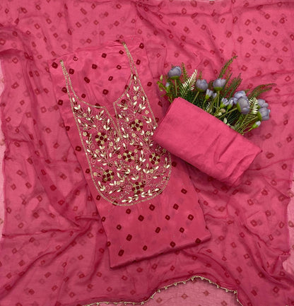 273C Jaipuri Crepe Pink Suit Fabric / CKC Jaipuri Suits