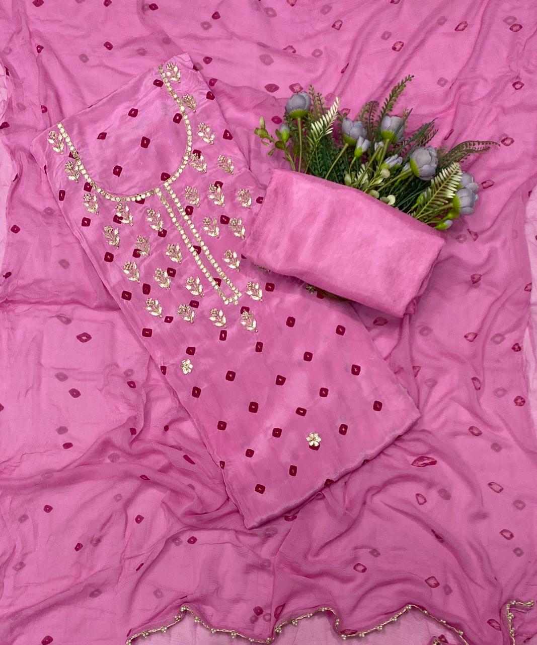 268C Jaipuri Crepe Pink Suit Fabric / CKC Jaipuri Suits