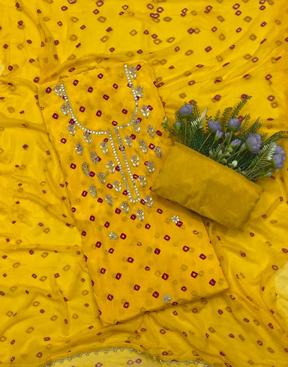 269C Jaipuri Crepe Yellow Suit Fabric / CKC Jaipuri Suits