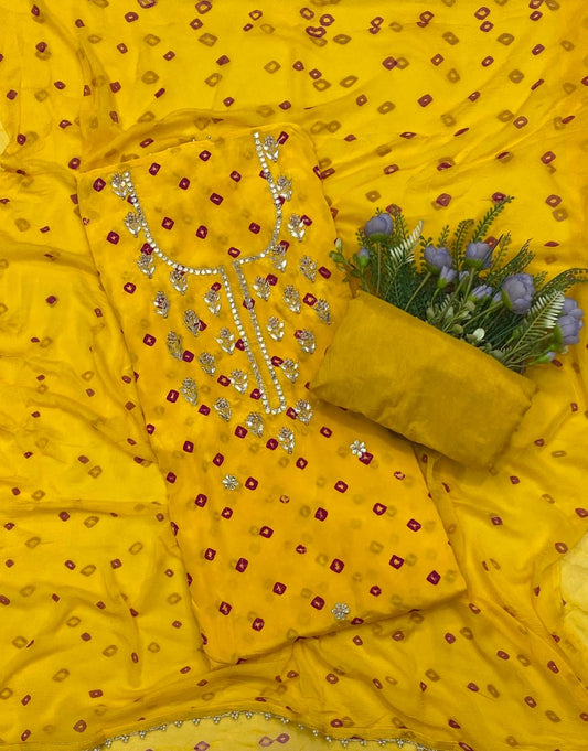 269C Jaipuri Crepe Yellow Suit Fabric / CKC Jaipuri Suits