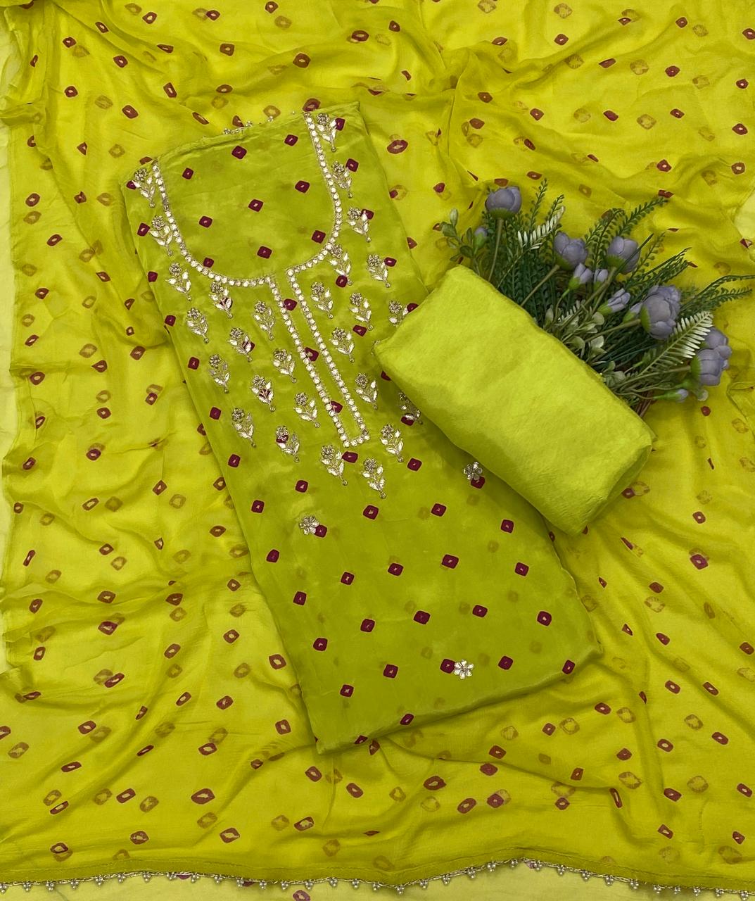 271C Jaipuri Crepe Parrot Green Suit Fabric / CKC Jaipuri Suits