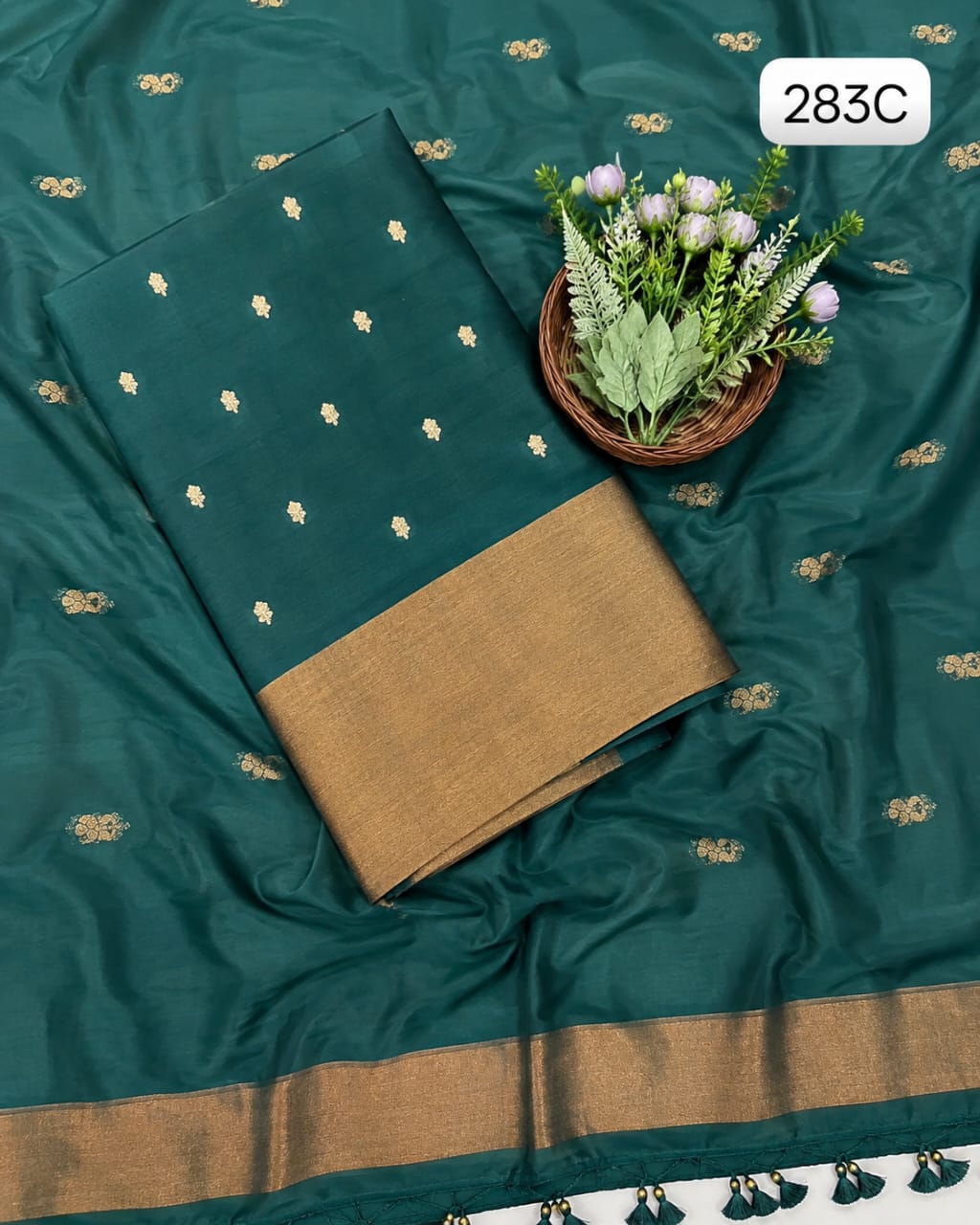 283C Pure Mul Cotton Dark Green Suit Fabric / CKC Mul Cotton